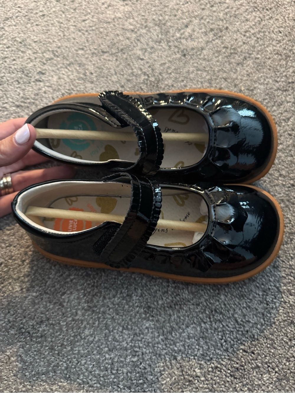 Livie & Luca Ruche Black Patent Mary Janes Sz 12 - Picture 3 of 5